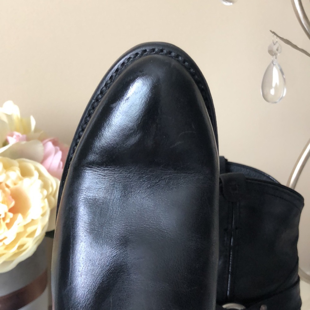 FRYE Wyatt Harness Genuine Black Leather Booties - Picture 4 of 9